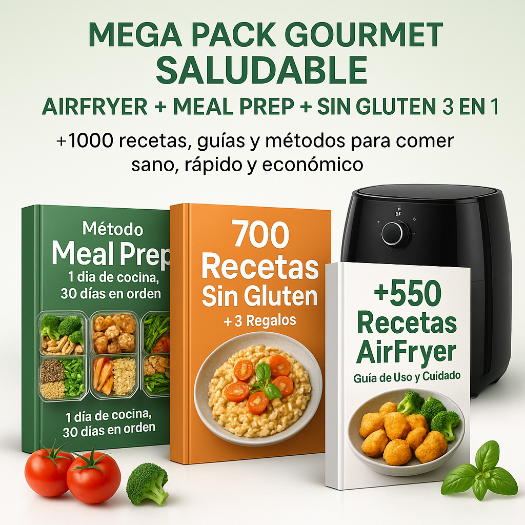Mega Pack Gourmet Saludable –Más de 1000 recetas + 13 BONUS DE REGALO